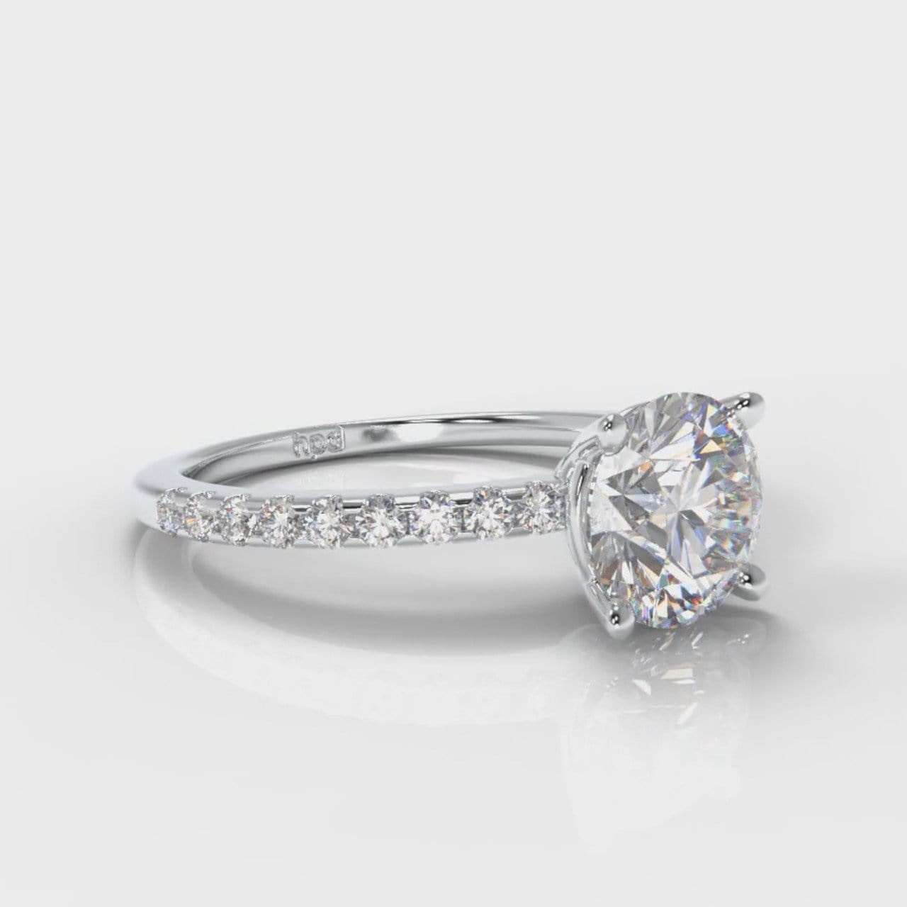 Petite Micropavé Round Brilliant Cut Diamond Engagement Ring