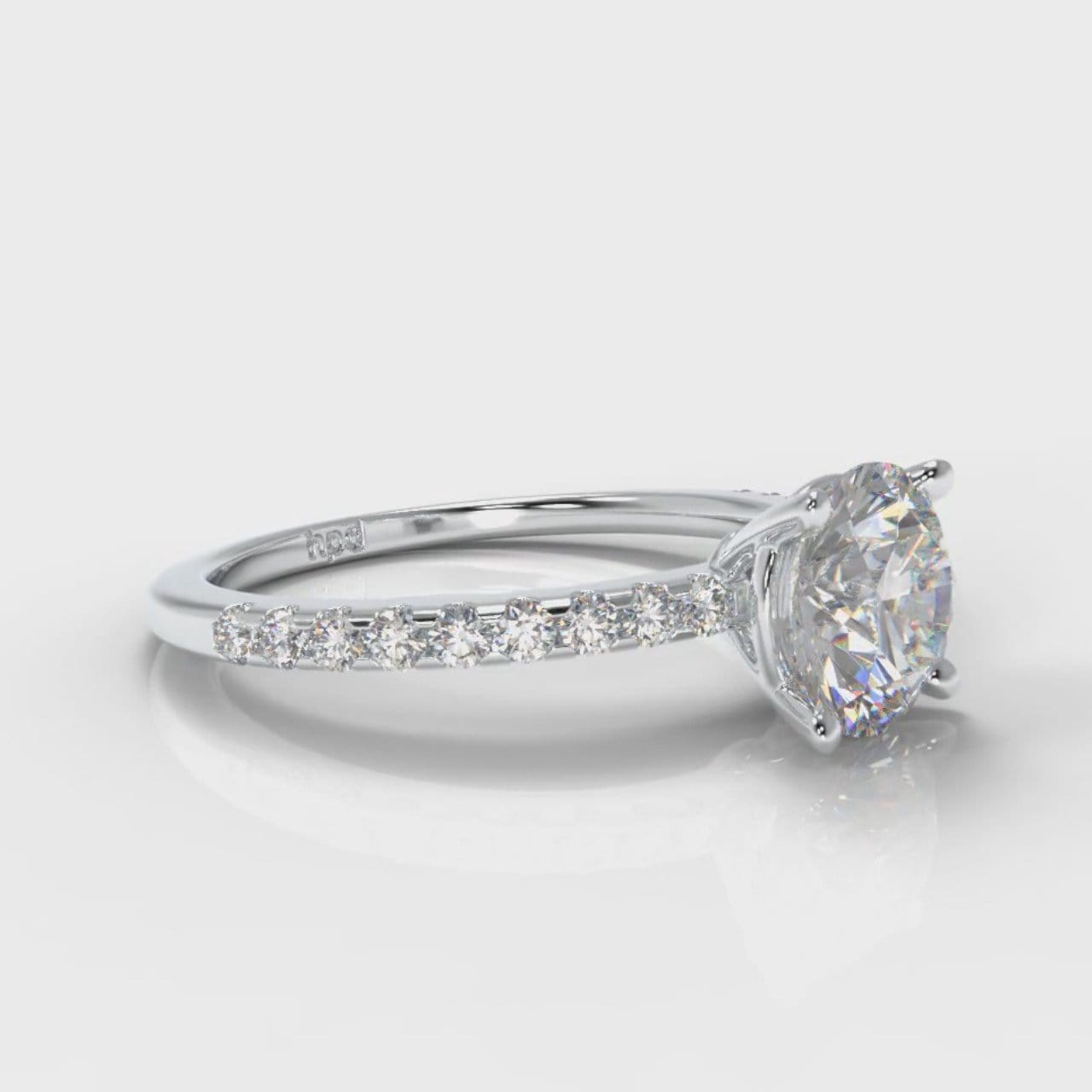 Petite Micropavé Round Brilliant Cut Diamond Engagement Ring