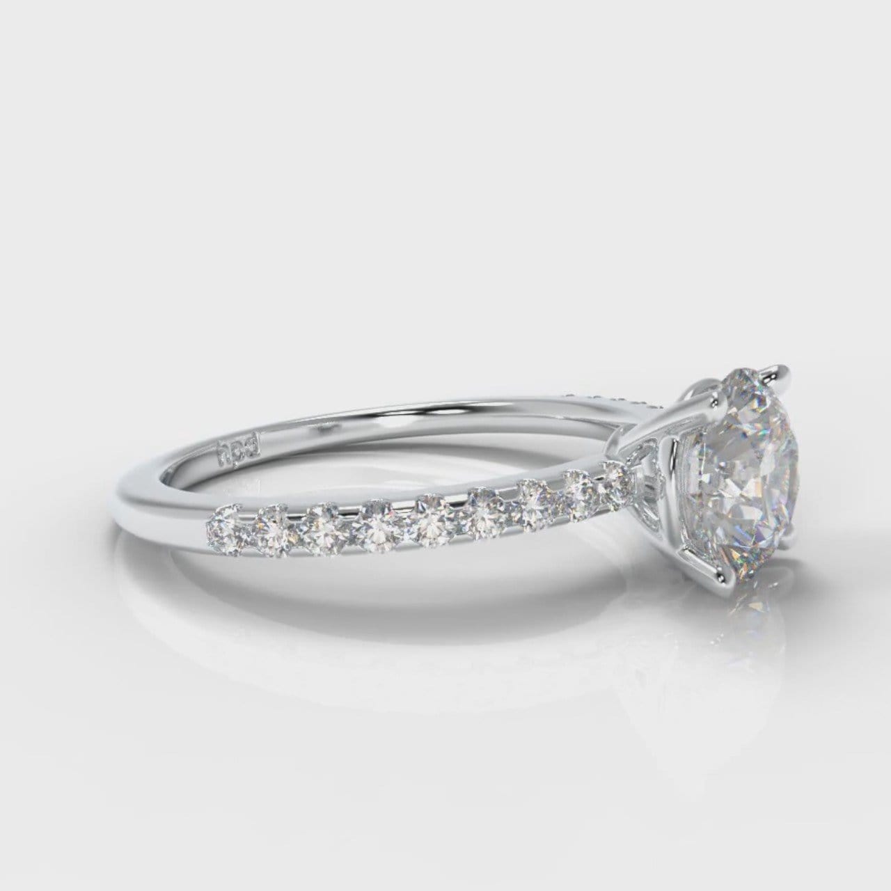 Petite Micropavé Round Brilliant Cut Diamond Engagement Ring