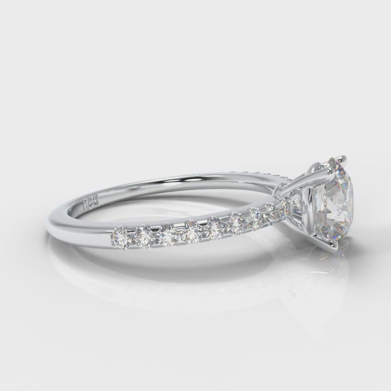 Petite Micropavé Round Brilliant Cut Diamond Engagement Ring