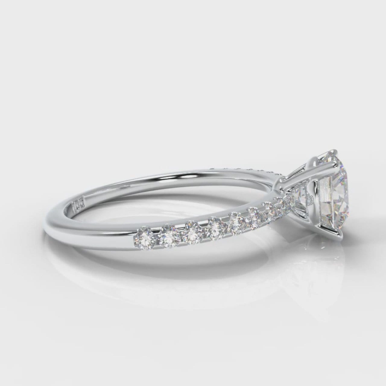 Petite Micropavé Round Brilliant Cut Diamond Engagement Ring