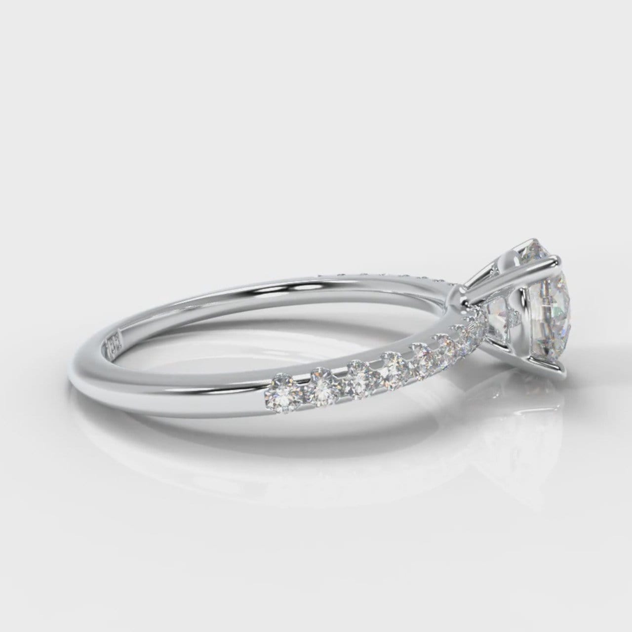 Petite Micropavé Round Brilliant Cut Diamond Engagement Ring