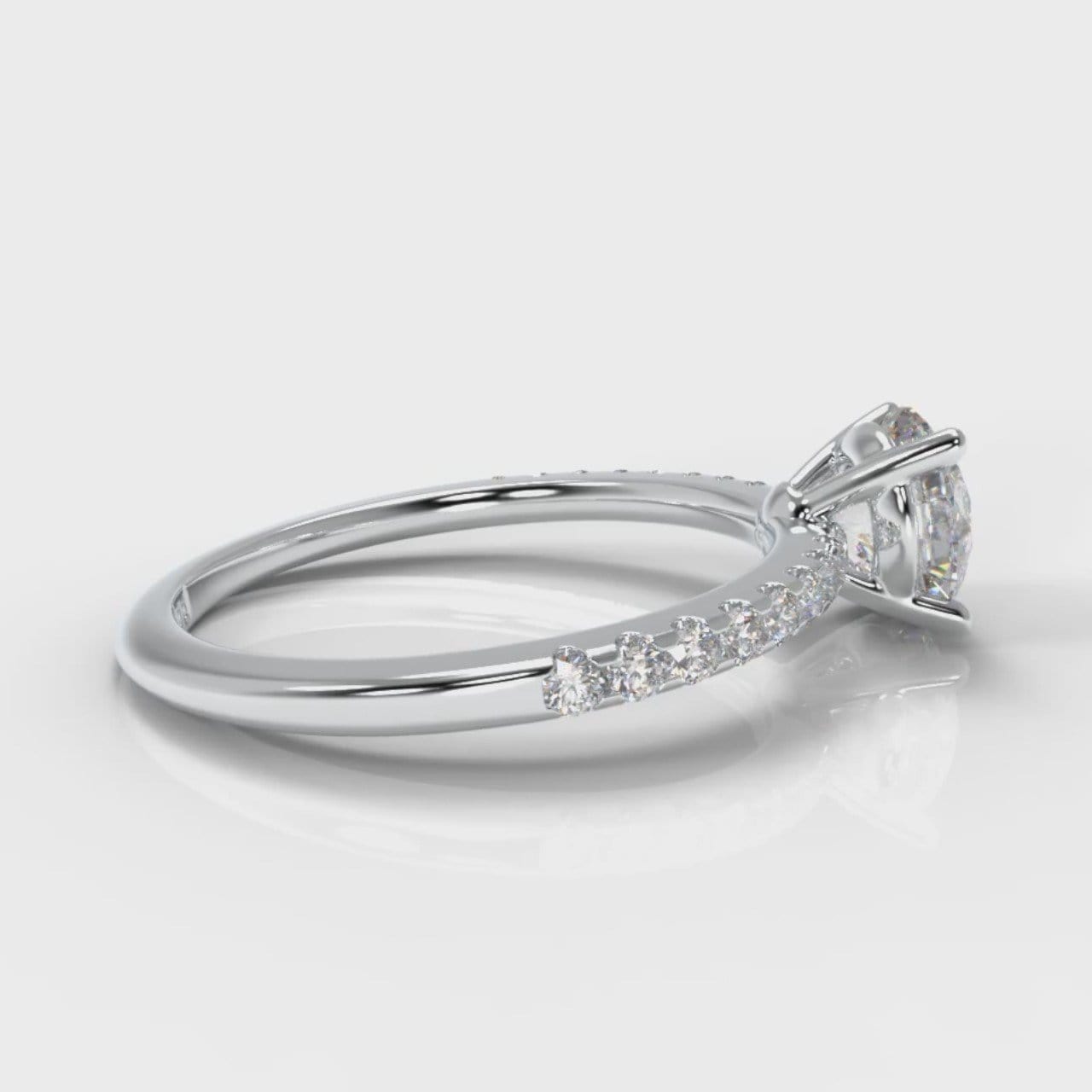 Petite Micropavé Round Brilliant Cut Diamond Engagement Ring