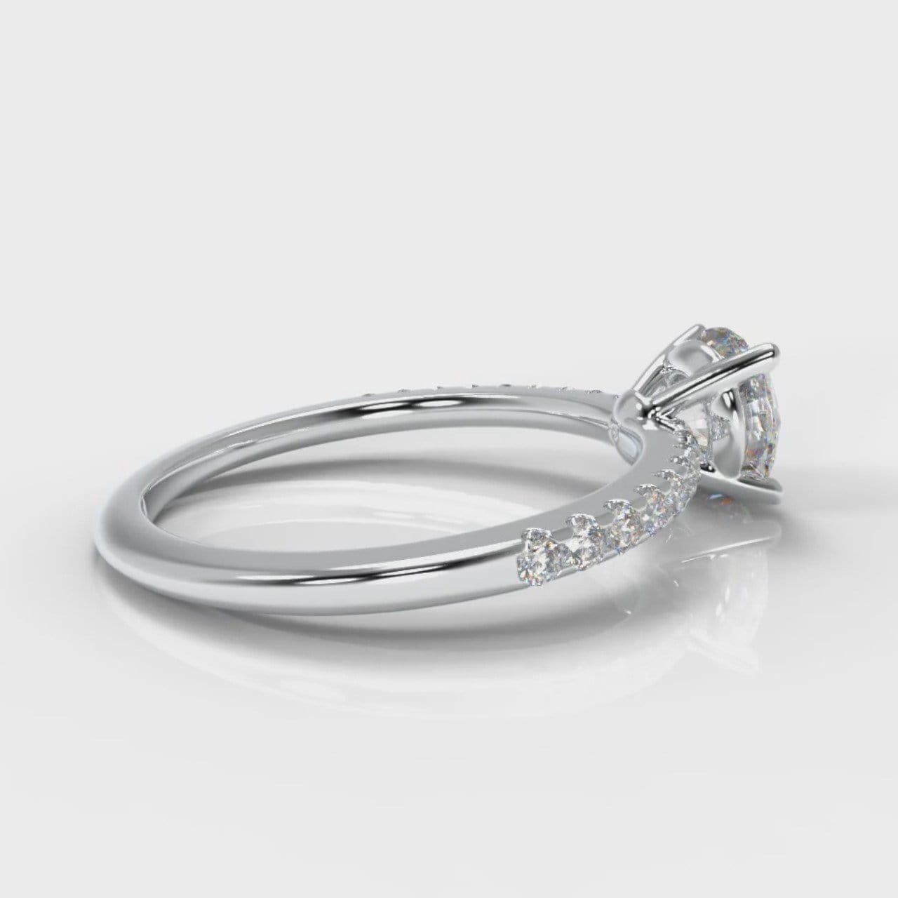 Petite Micropavé Round Brilliant Cut Diamond Engagement Ring