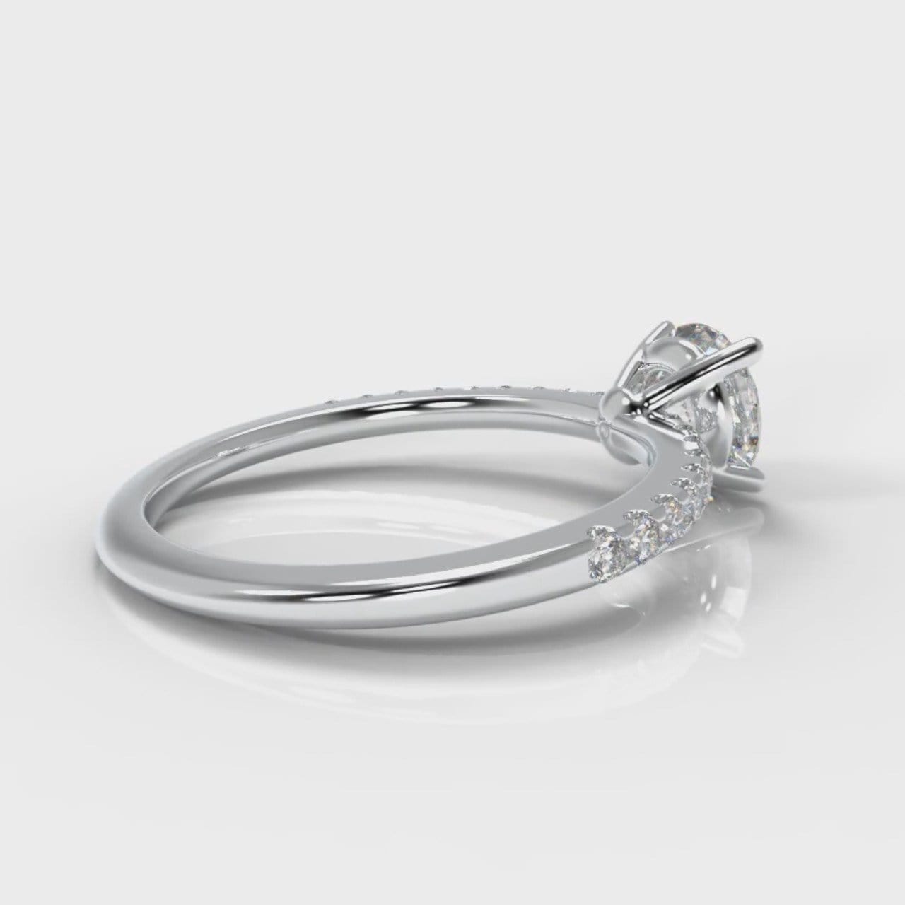 Petite Micropavé Round Brilliant Cut Diamond Engagement Ring