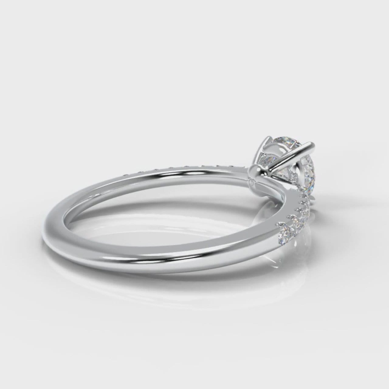 Petite Micropavé Round Brilliant Cut Diamond Engagement Ring