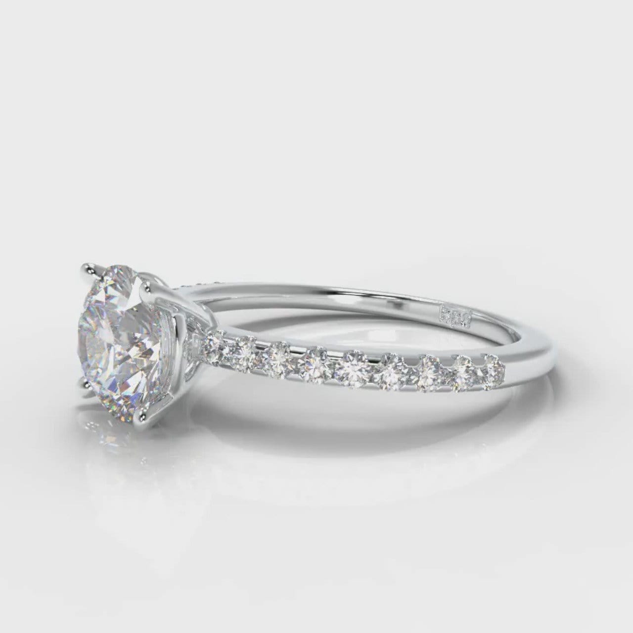 Petite Micropavé Round Brilliant Cut Diamond Engagement Ring