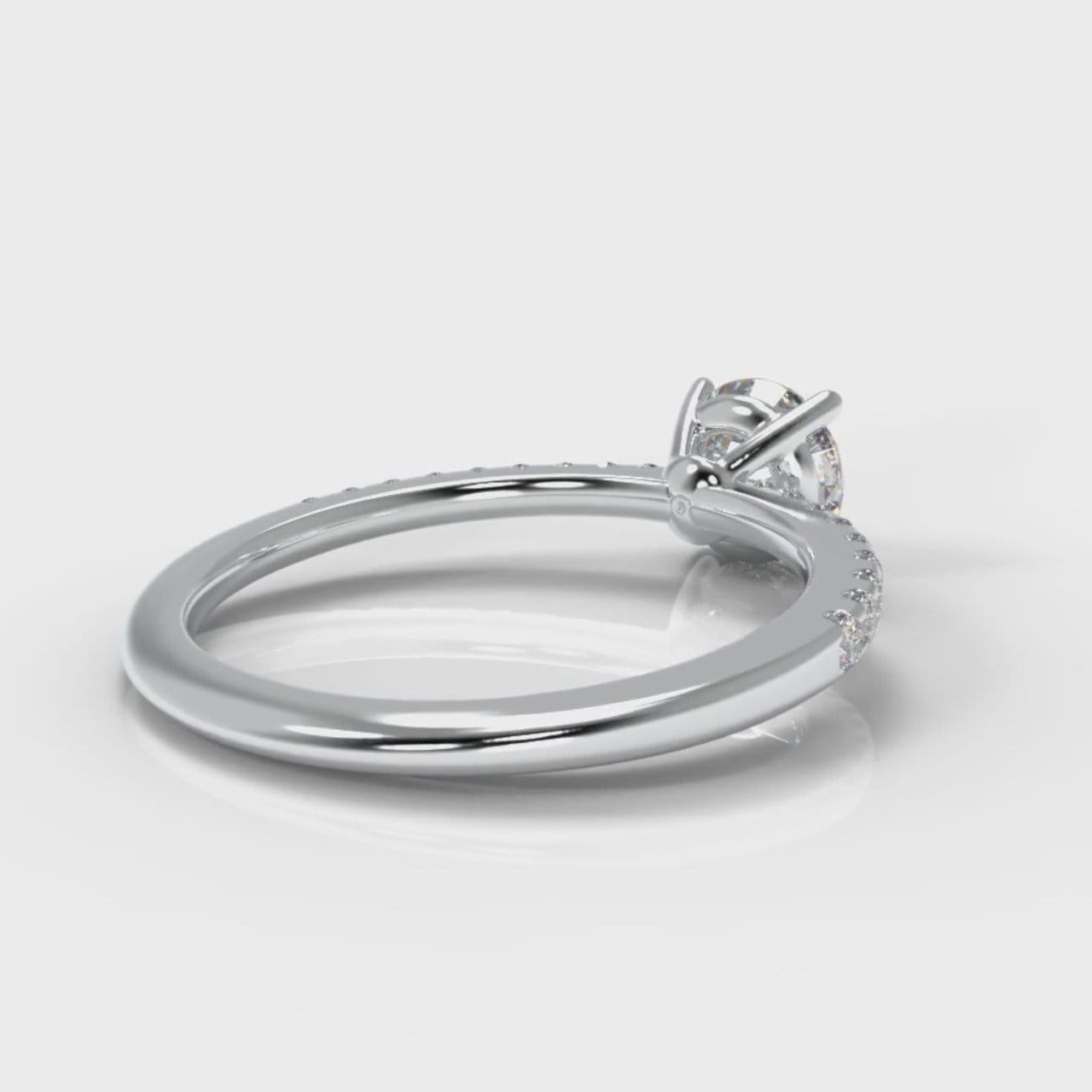 Petite Micropavé Round Brilliant Cut Diamond Engagement Ring