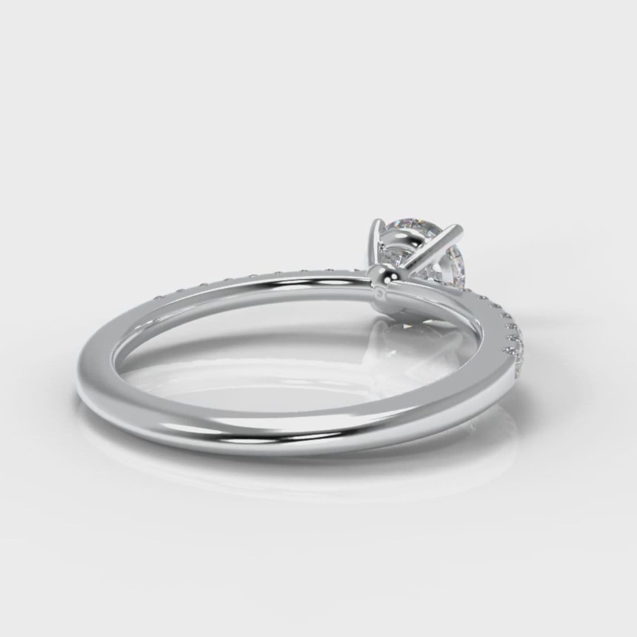 Petite Micropavé Round Brilliant Cut Diamond Engagement Ring