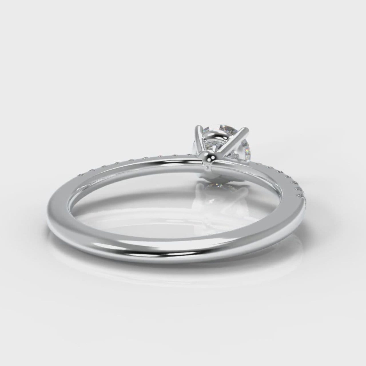Petite Micropavé Round Brilliant Cut Diamond Engagement Ring