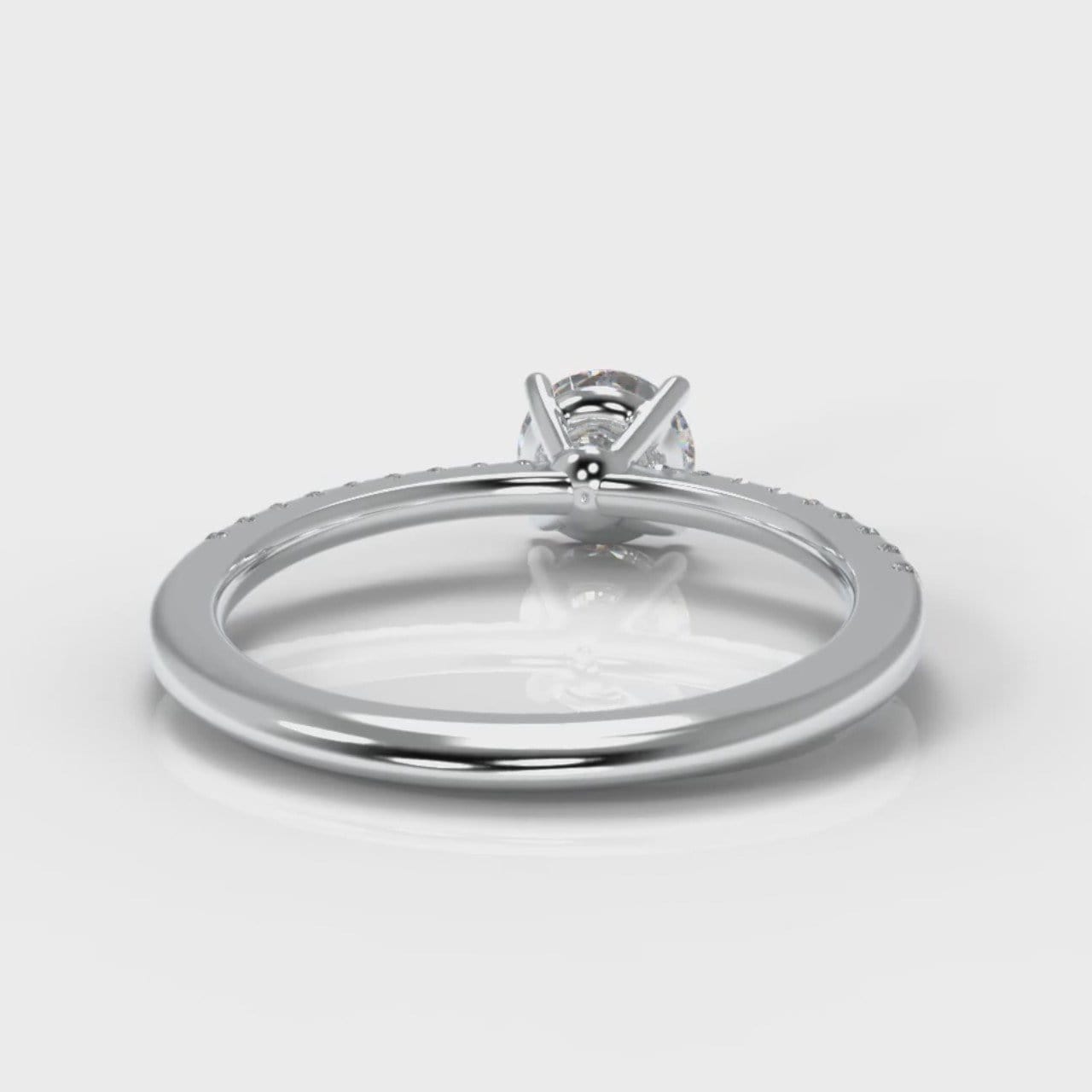 Petite Micropavé Round Brilliant Cut Diamond Engagement Ring