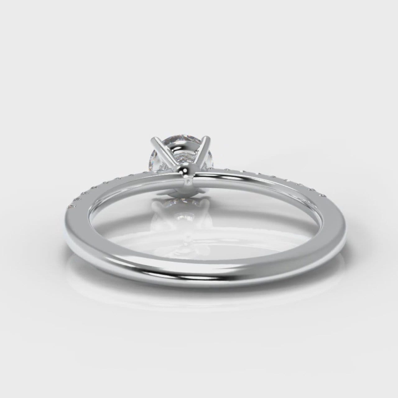 Petite Micropavé Round Brilliant Cut Diamond Engagement Ring