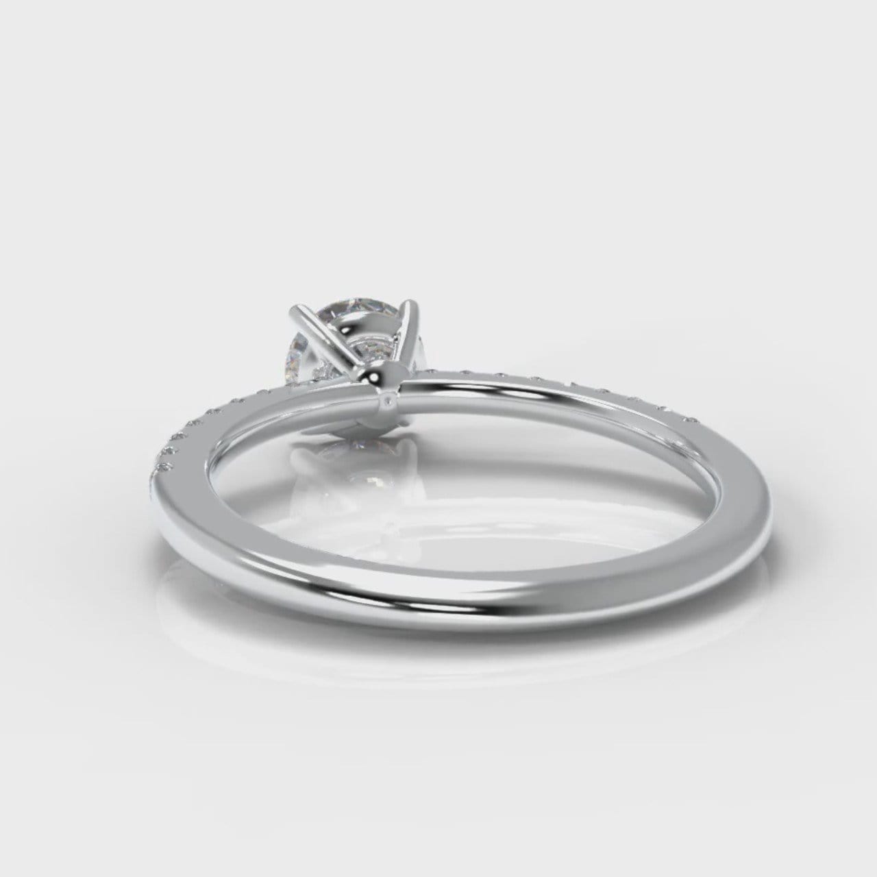 Petite Micropavé Round Brilliant Cut Diamond Engagement Ring