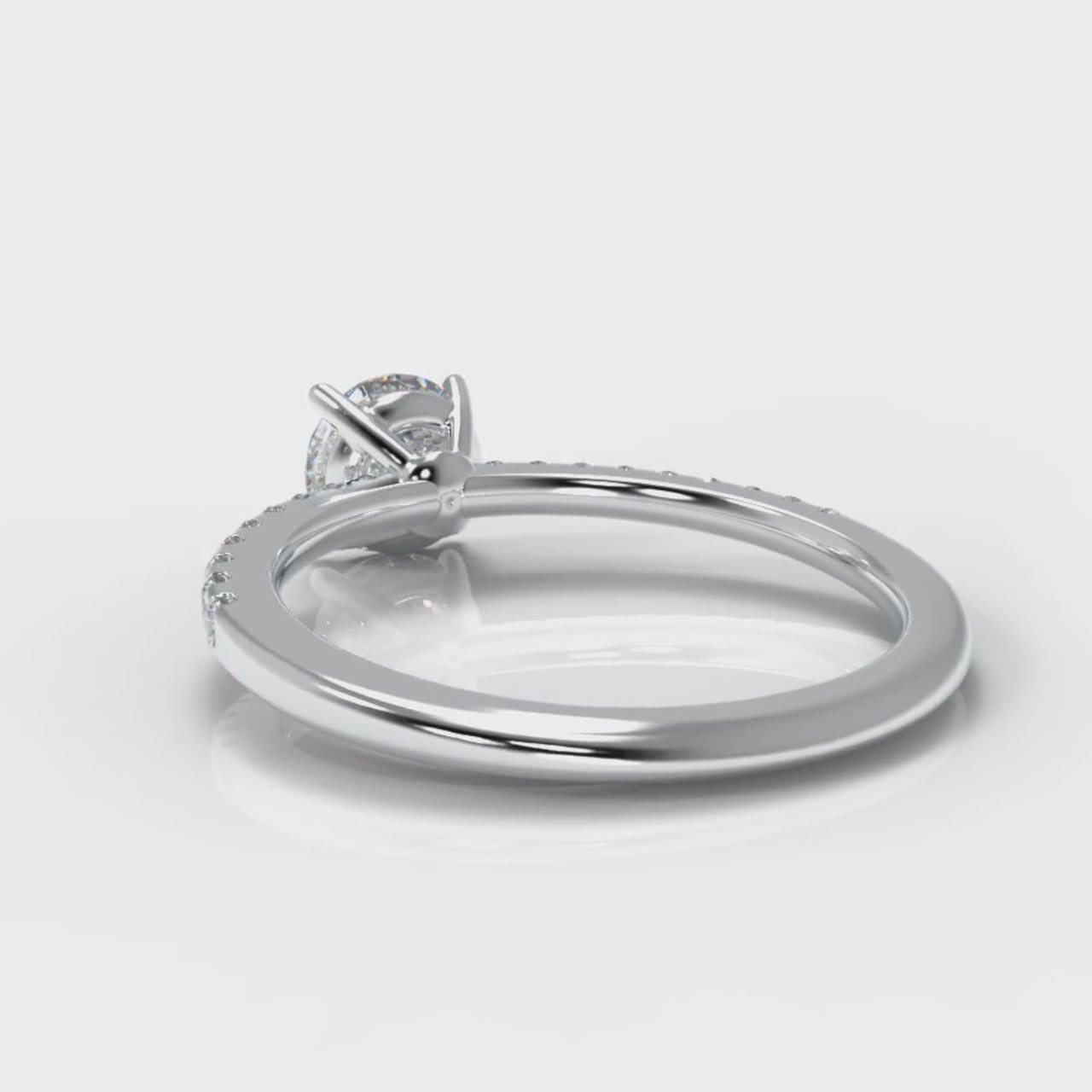 Petite Micropavé Round Brilliant Cut Diamond Engagement Ring