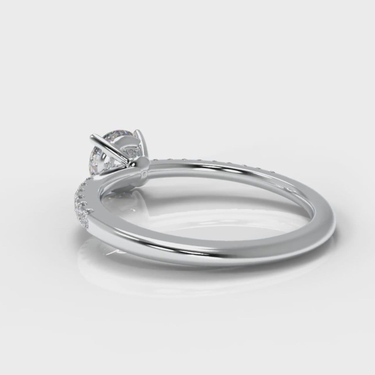 Petite Micropavé Round Brilliant Cut Diamond Engagement Ring