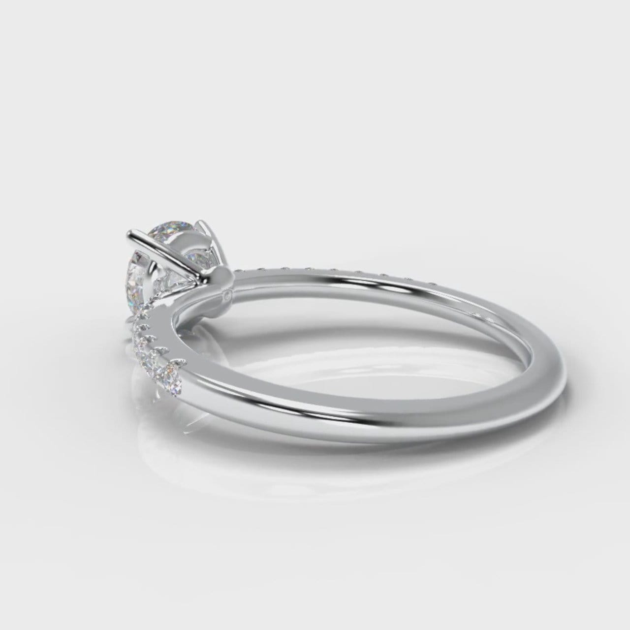 Petite Micropavé Round Brilliant Cut Diamond Engagement Ring