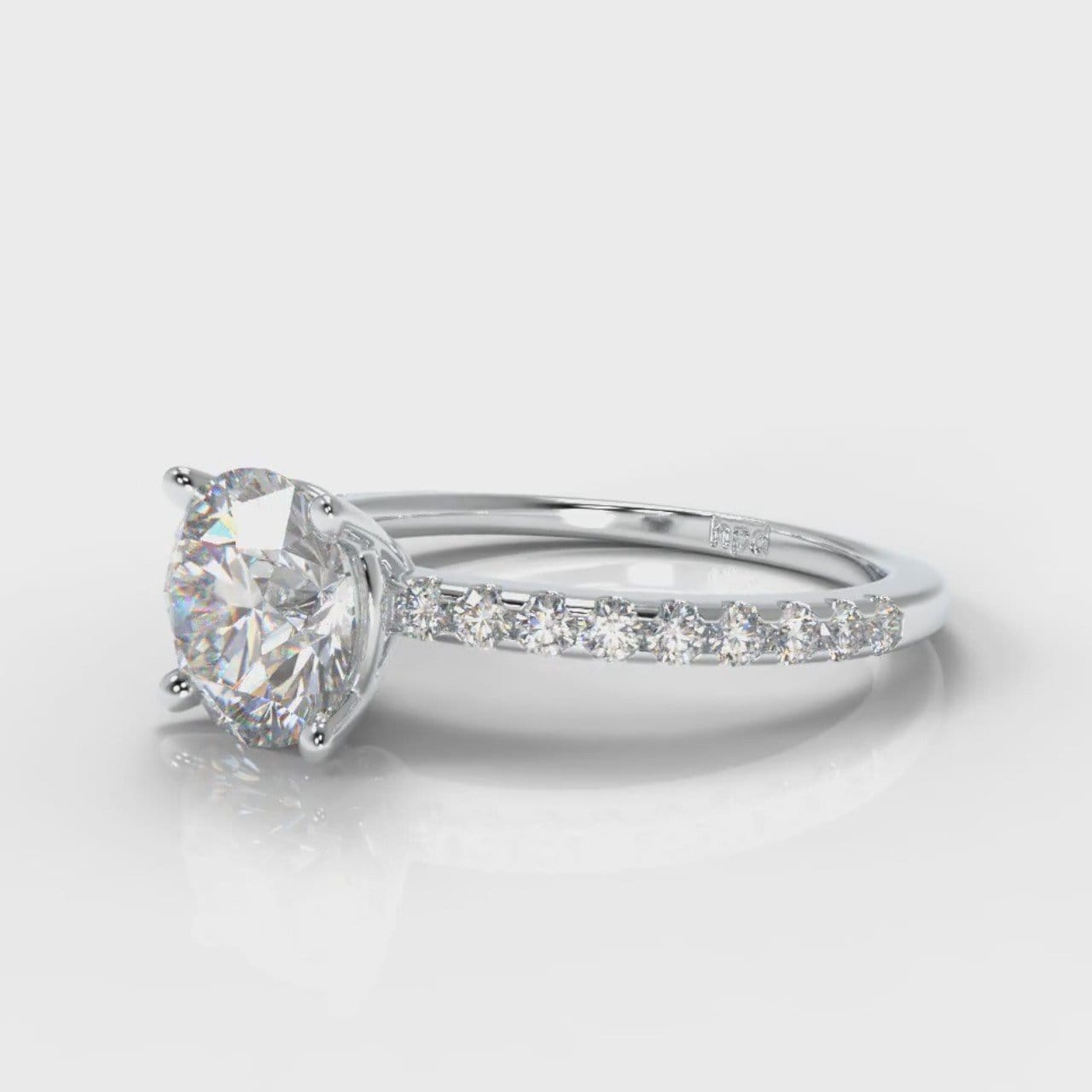 Petite Micropavé Round Brilliant Cut Diamond Engagement Ring