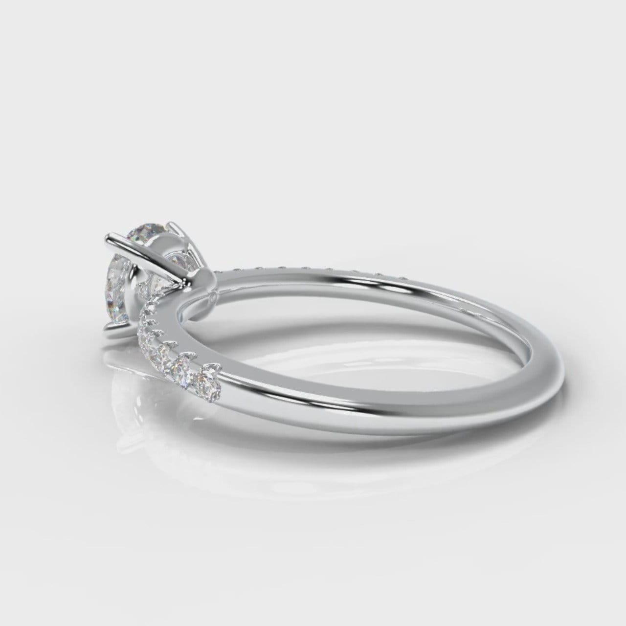 Petite Micropavé Round Brilliant Cut Diamond Engagement Ring