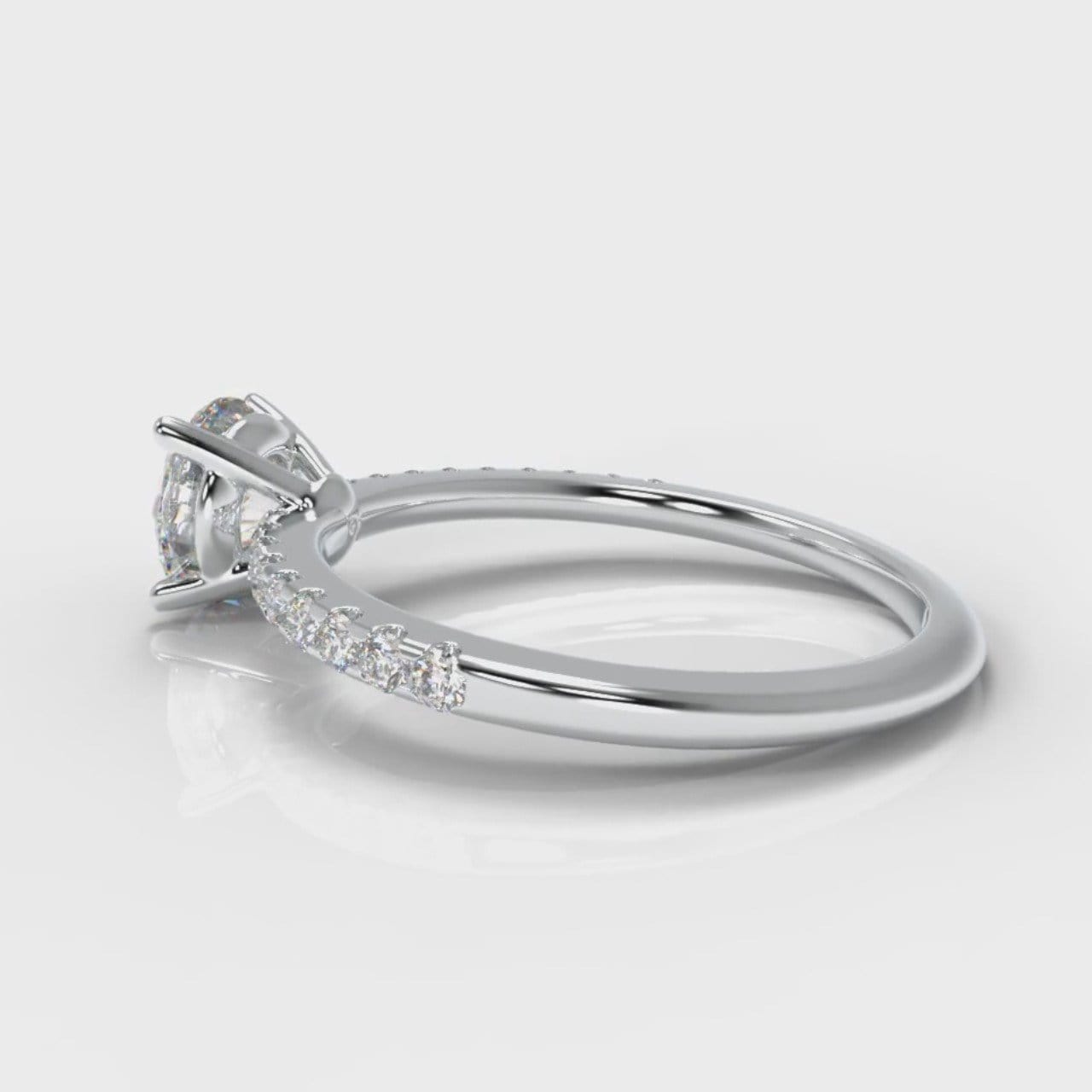 Petite Micropavé Round Brilliant Cut Diamond Engagement Ring