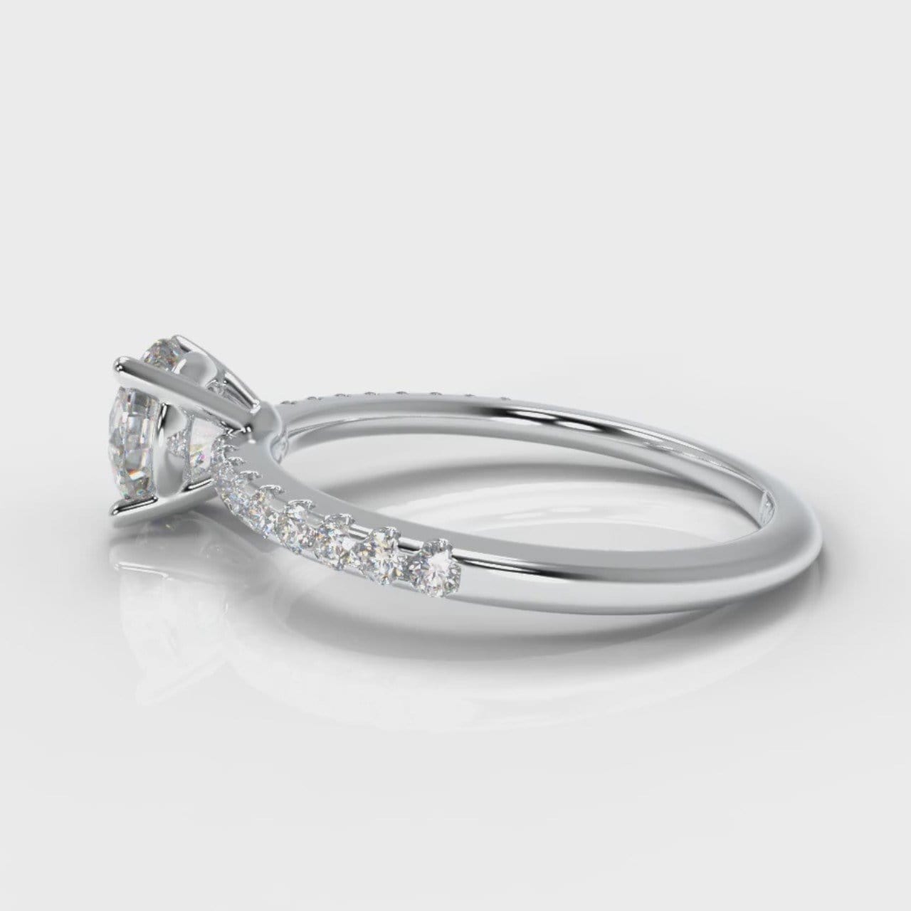 Petite Micropavé Round Brilliant Cut Diamond Engagement Ring