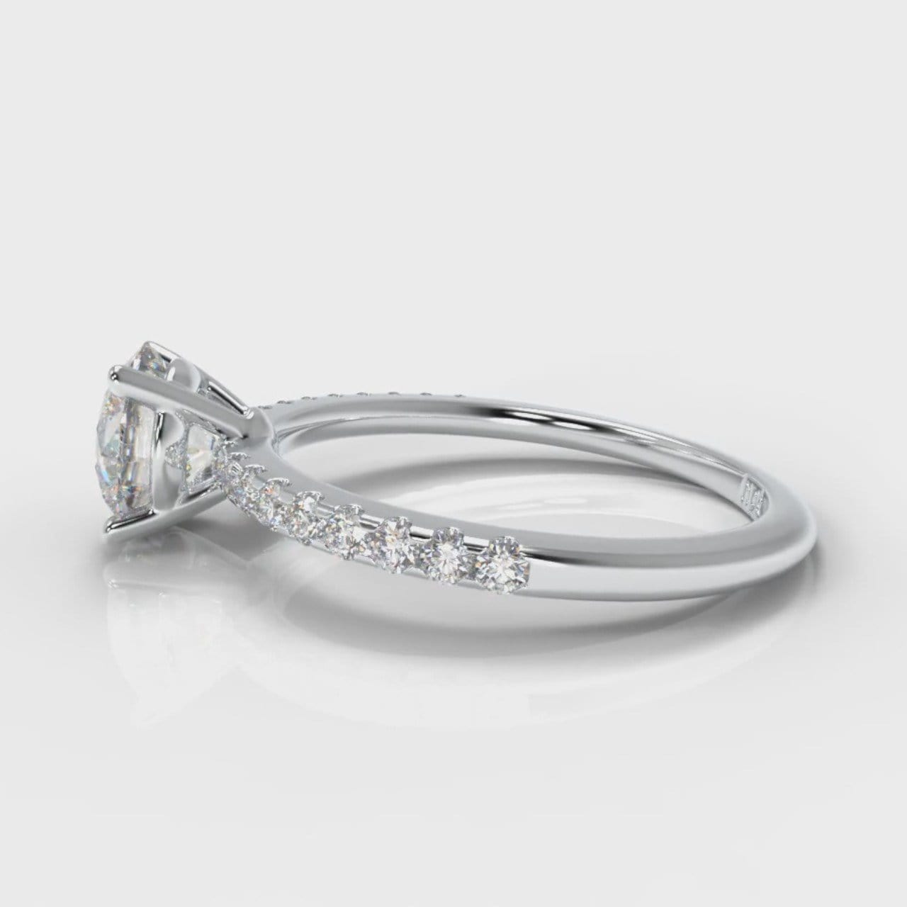 Petite Micropavé Round Brilliant Cut Diamond Engagement Ring