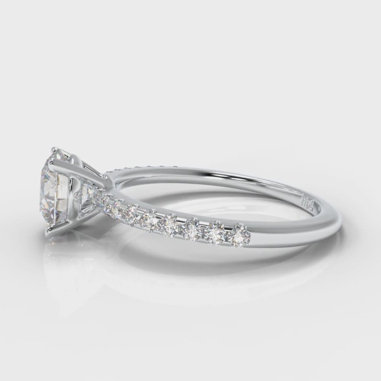 Petite Micropavé Round Brilliant Cut Diamond Engagement Ring