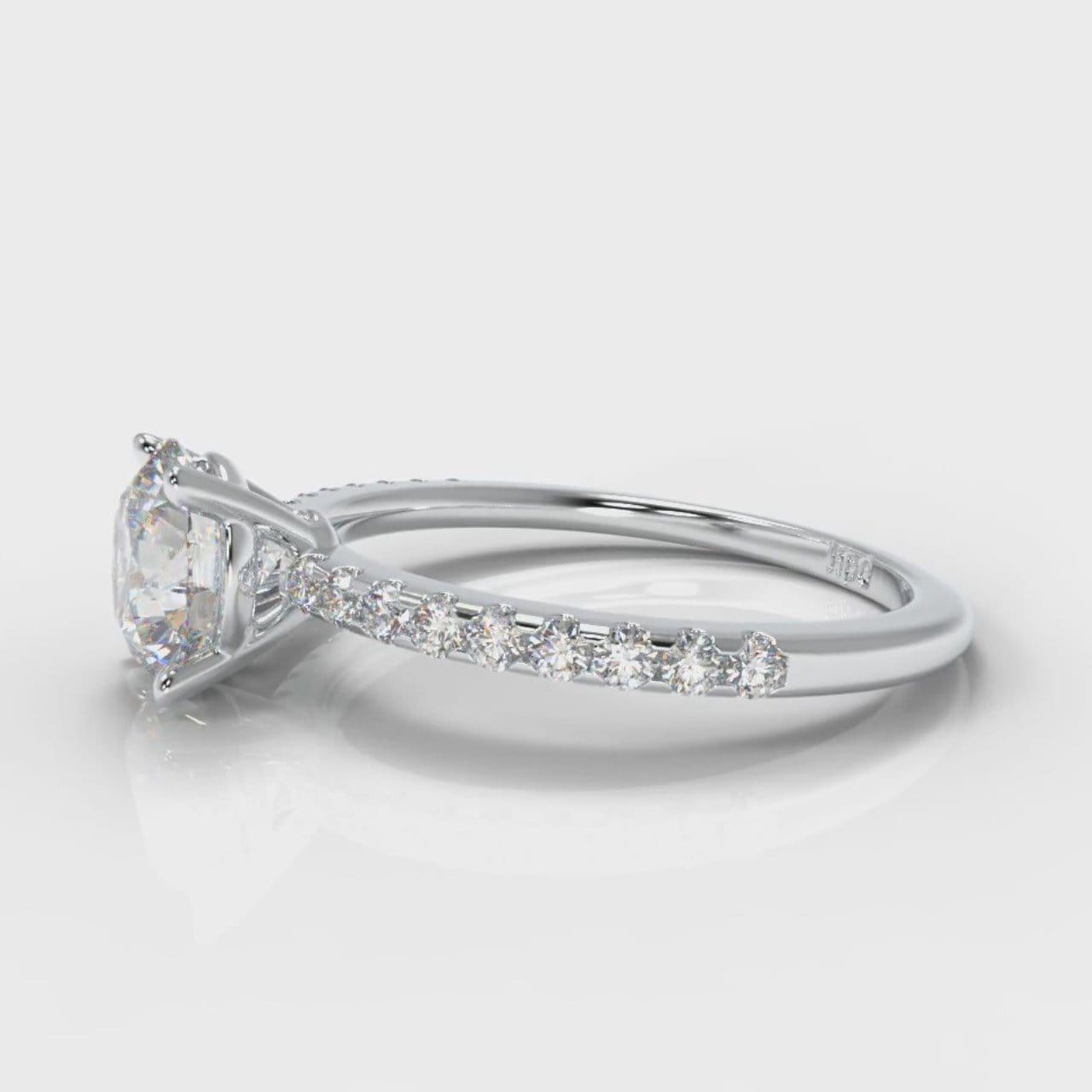 Petite Micropavé Round Brilliant Cut Diamond Engagement Ring