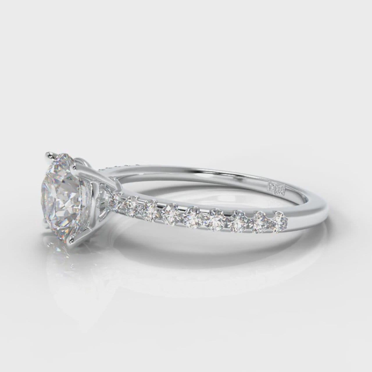 Petite Micropavé Round Brilliant Cut Diamond Engagement Ring