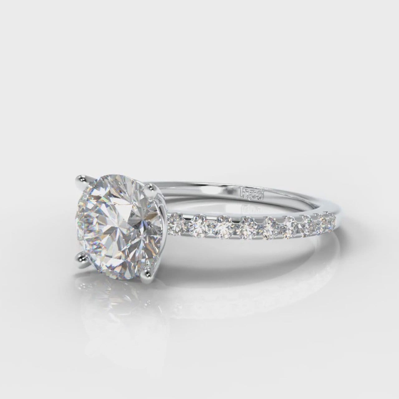 Petite Micropavé Round Brilliant Cut Diamond Engagement Ring