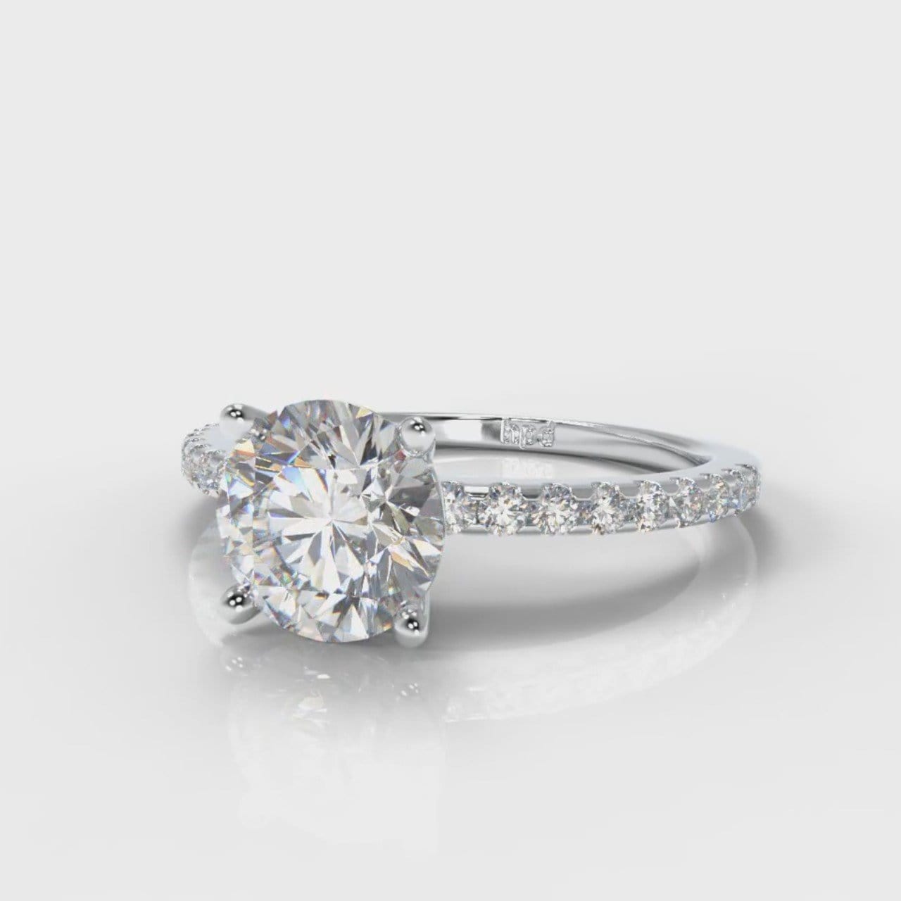 Petite Micropavé Round Brilliant Cut Diamond Engagement Ring