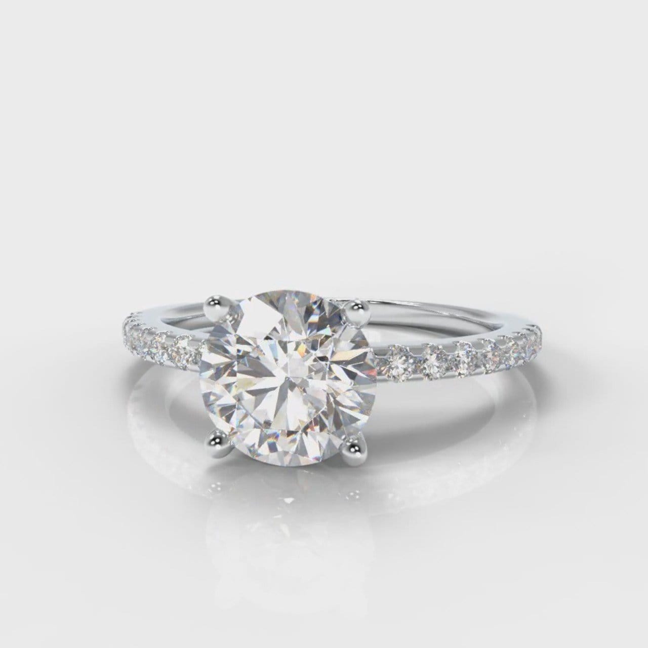 Petite Micropavé Round Brilliant Cut Diamond Engagement Ring