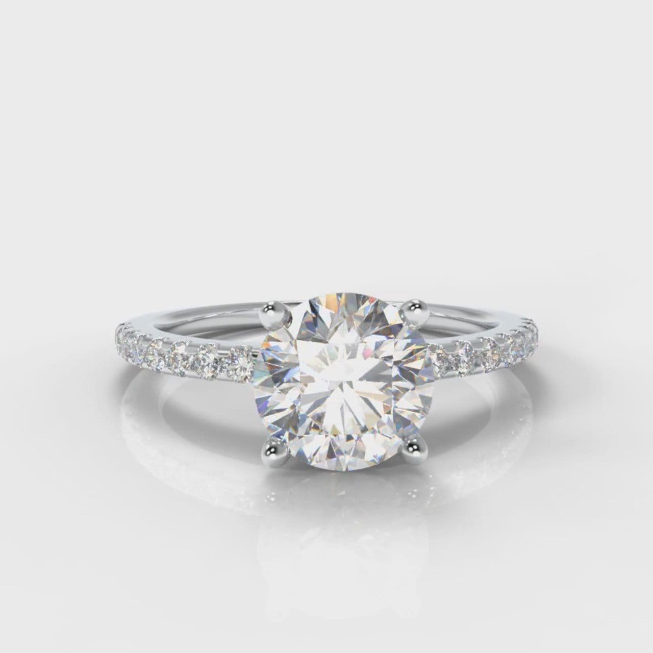 Petite Micropavé Round Brilliant Cut Diamond Engagement Ring