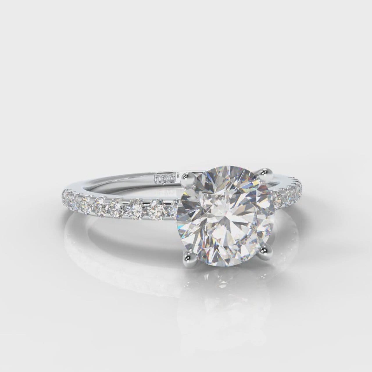 Petite Micropavé Round Brilliant Cut Diamond Engagement Ring