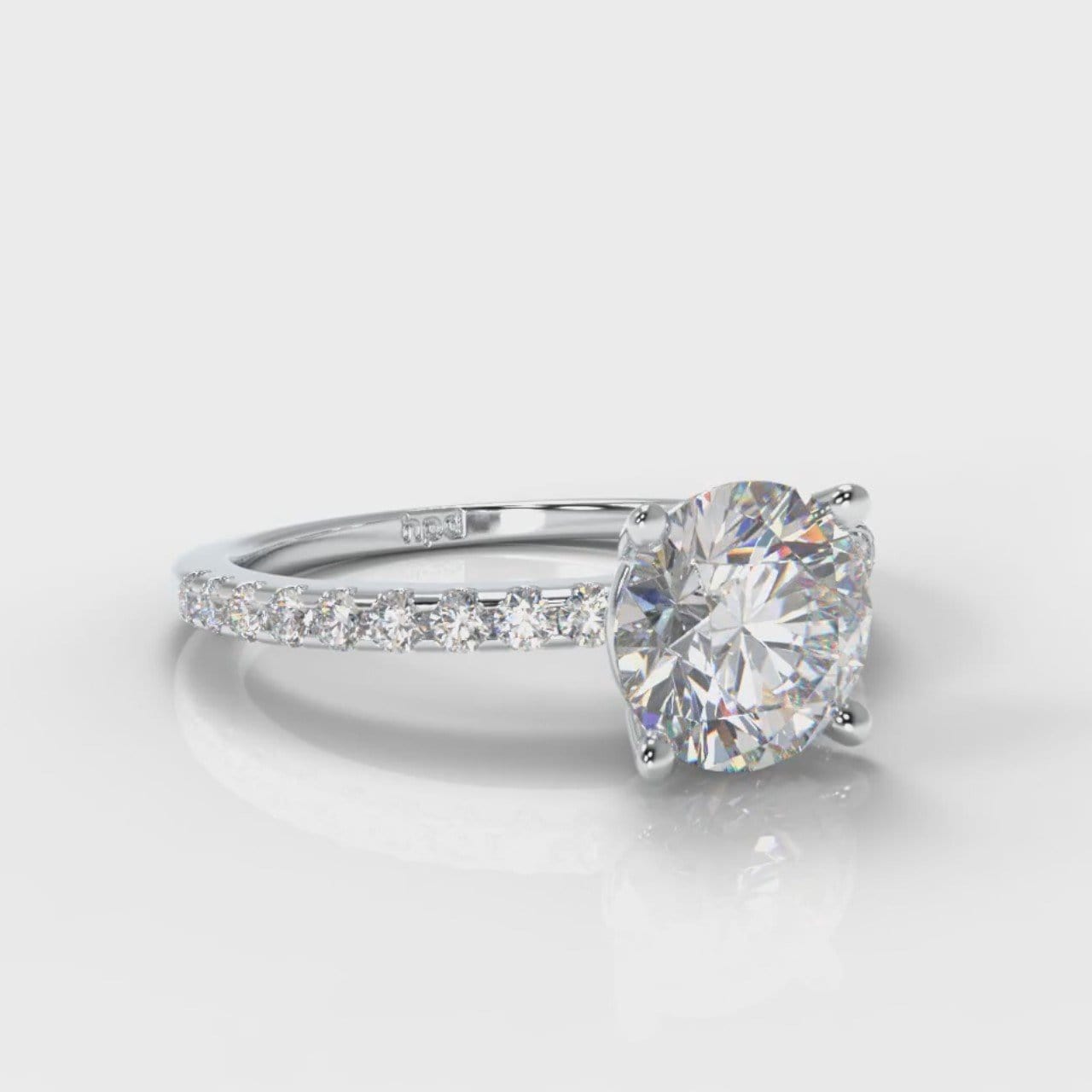 Petite Micropavé Round Brilliant Cut Diamond Engagement Ring