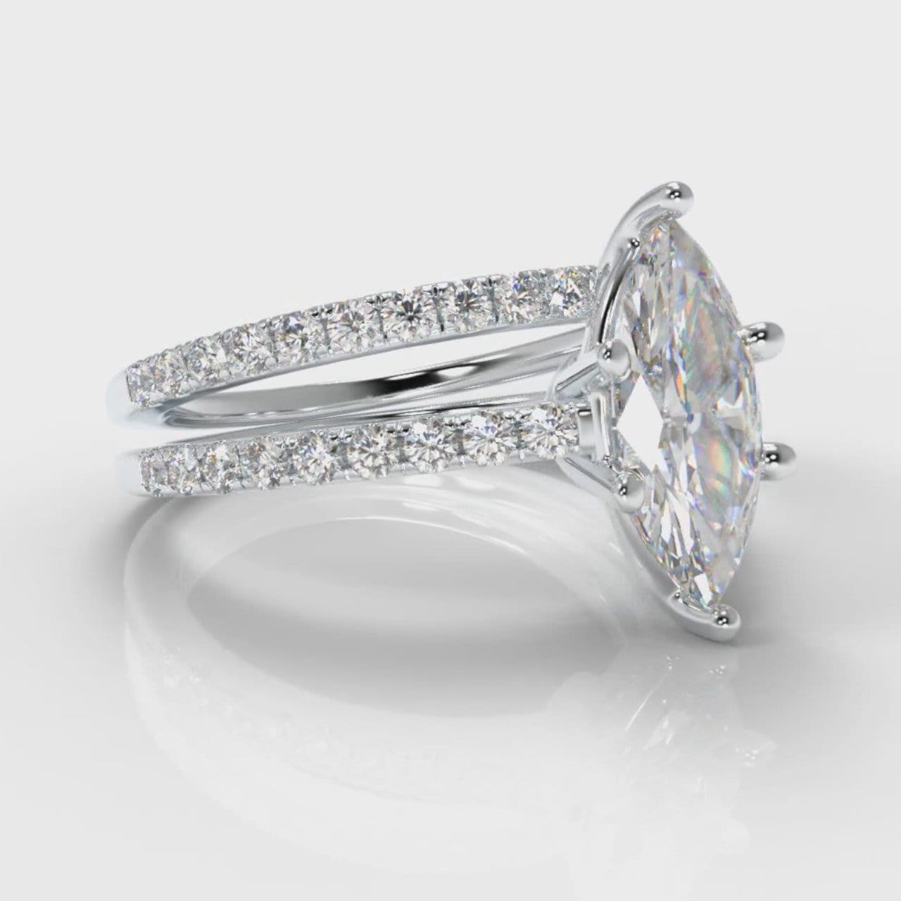 Star Petite Micropavé Marquise Diamond Bridal Set