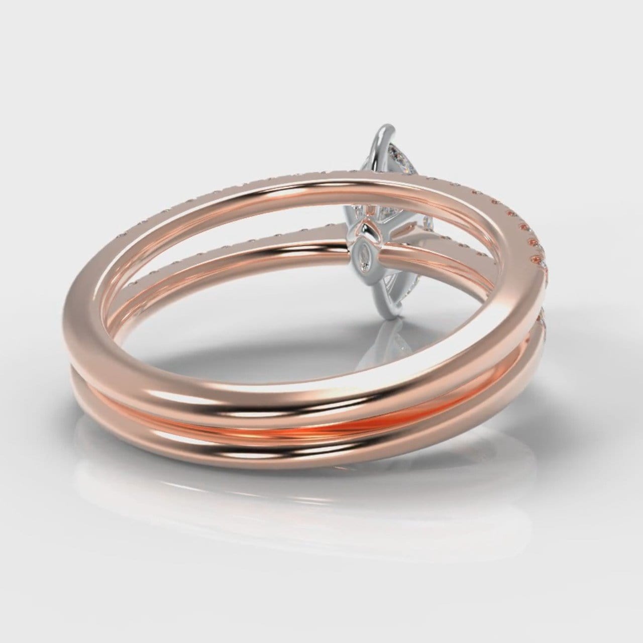 Star Petite Micropavé Marquise Diamond Bridal Set - Rose Gold