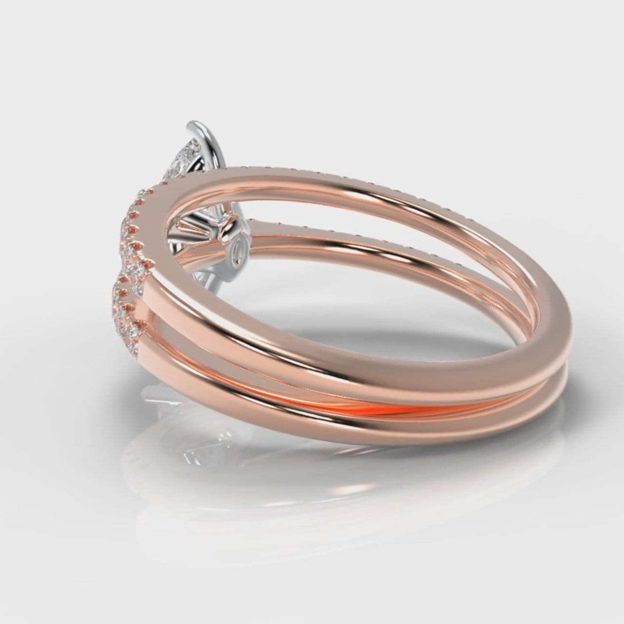 Star Petite Micropavé Marquise Diamond Bridal Set - Rose Gold