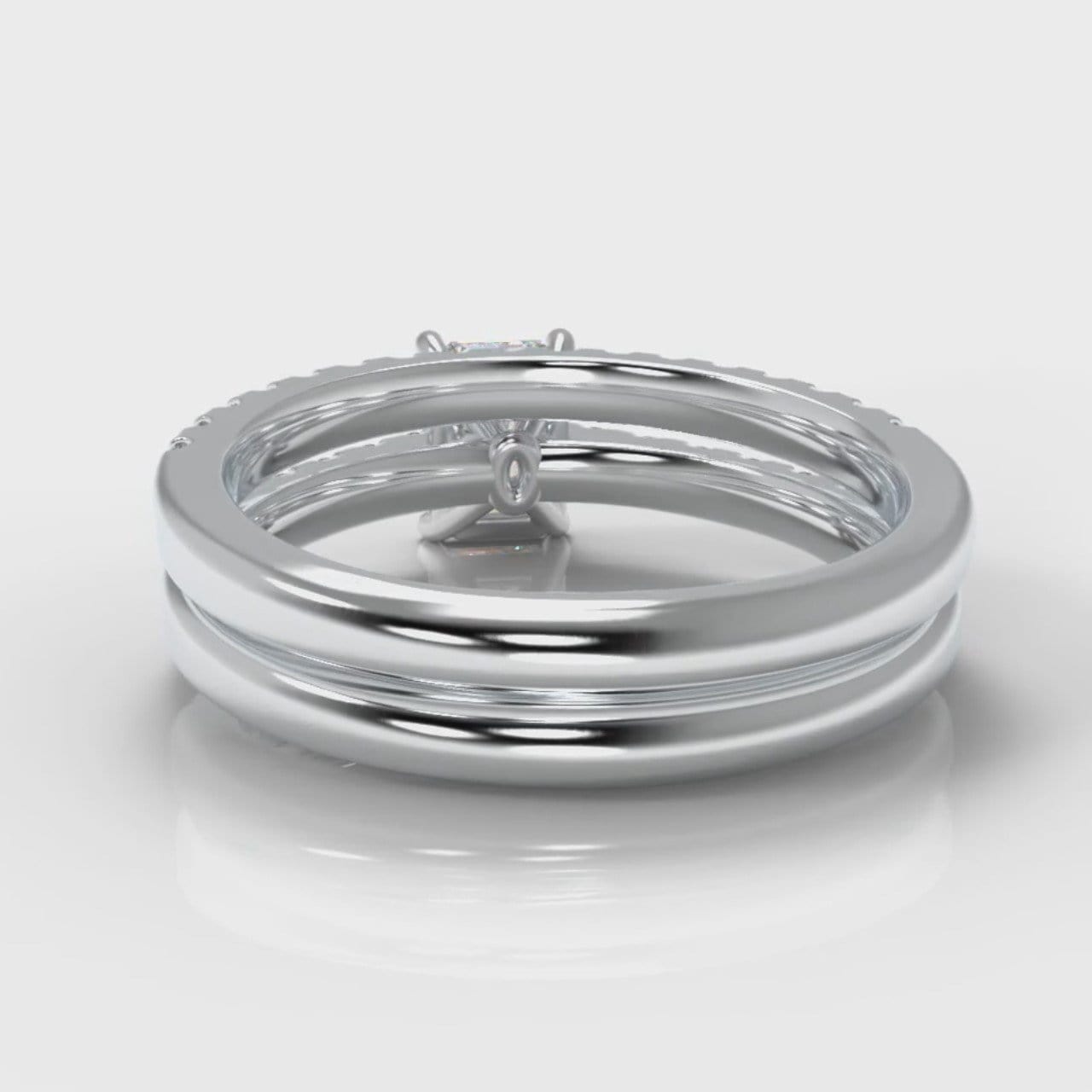 Carrée Micropavé Emerald Cut Diamond Bridal Set