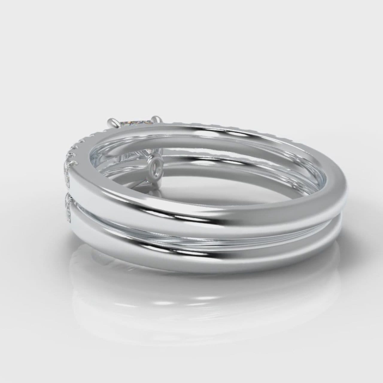 Carrée Micropavé Emerald Cut Diamond Bridal Set