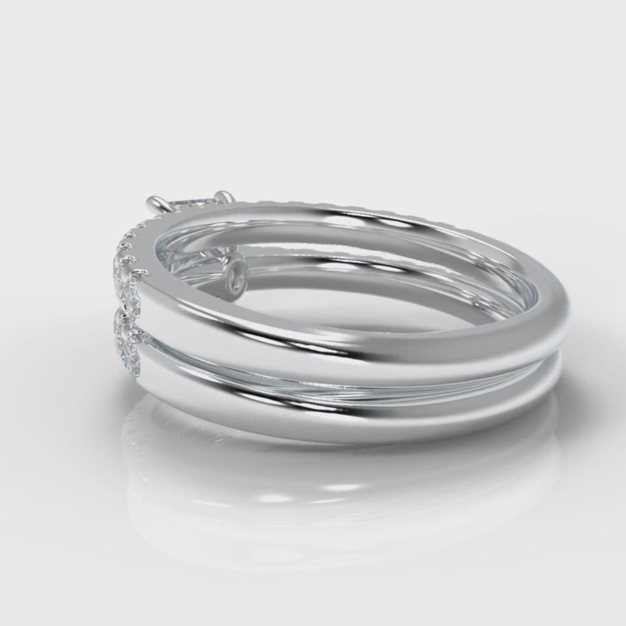 Carrée Micropavé Emerald Cut Diamond Bridal Set
