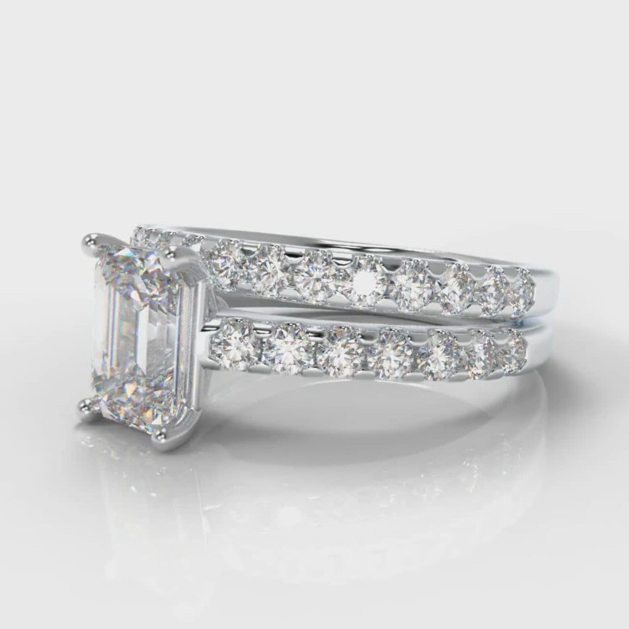 Carrée Micropavé Emerald Cut Diamond Bridal Set