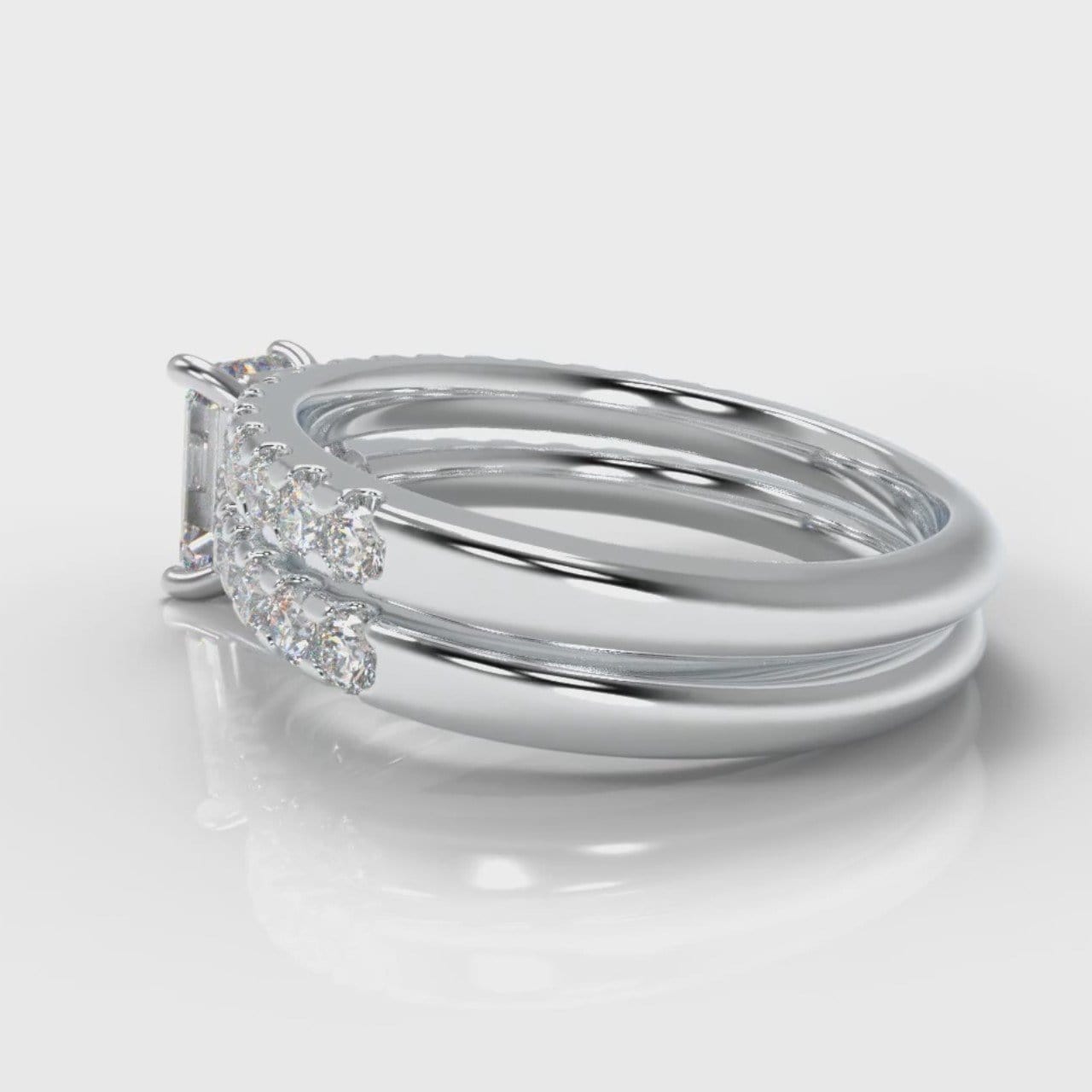 Carrée Micropavé Emerald Cut Diamond Bridal Set