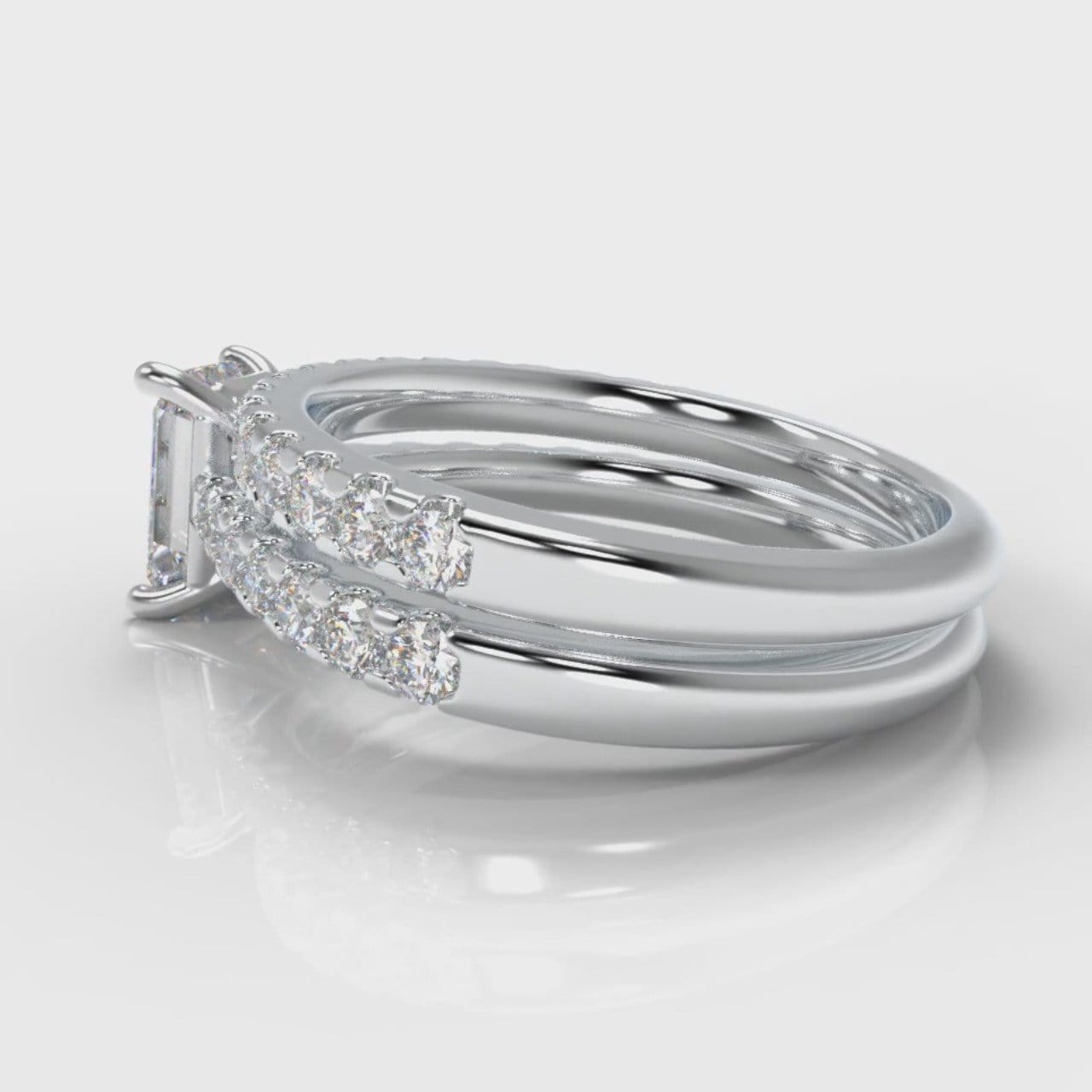 Carrée Micropavé Emerald Cut Diamond Bridal Set