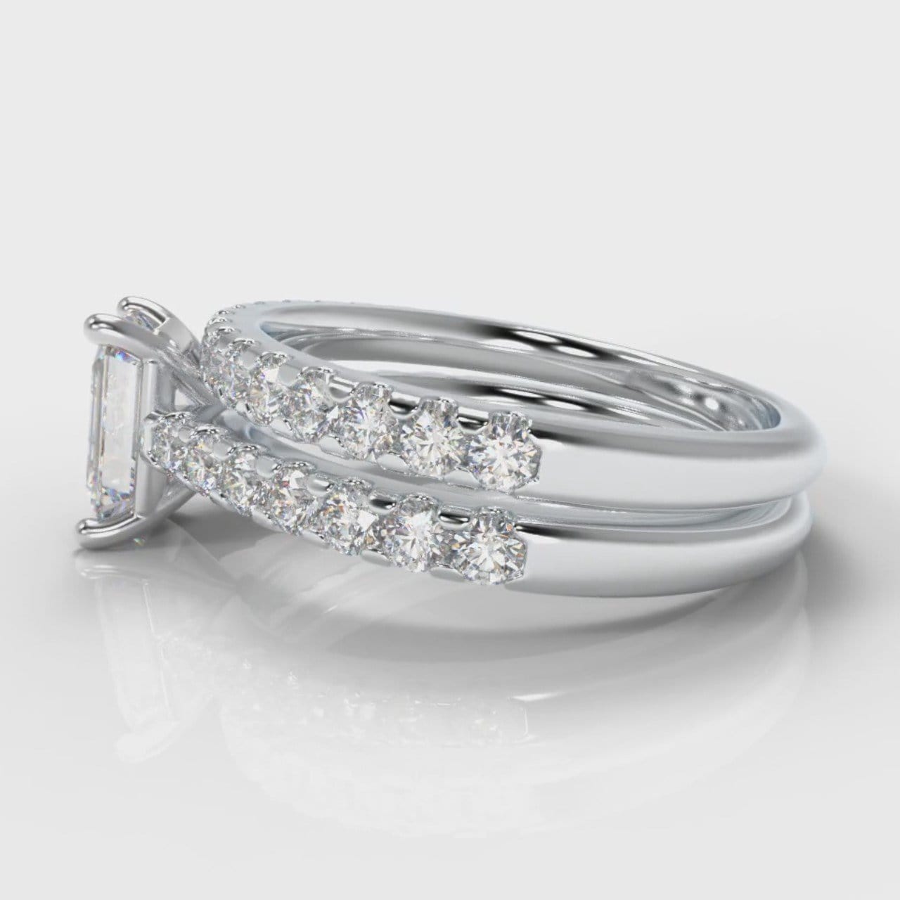 Carrée Micropavé Emerald Cut Diamond Bridal Set