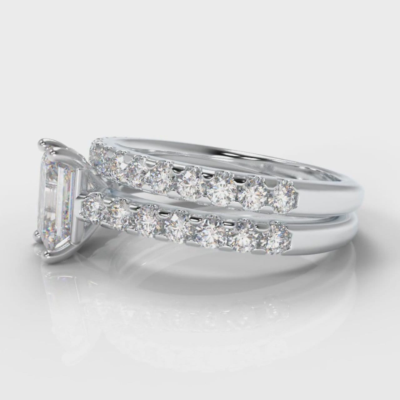 Carrée Micropavé Emerald Cut Diamond Bridal Set