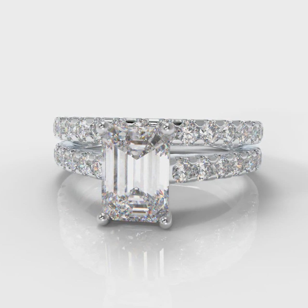 Carrée Micropavé Emerald Cut Diamond Bridal Set