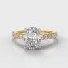 Carrée Micropavé Oval Diamond Engagement Ring - Yellow Gold
