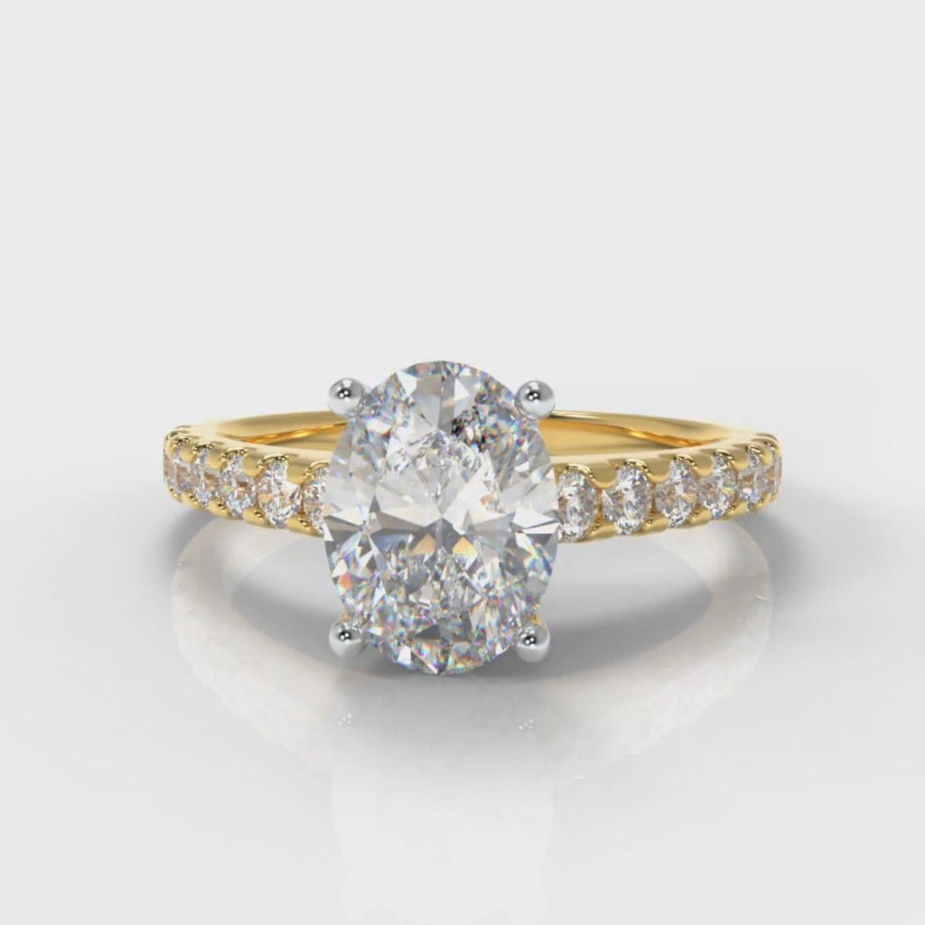 Carrée Micropavé Oval Diamond Engagement Ring - Yellow Gold
