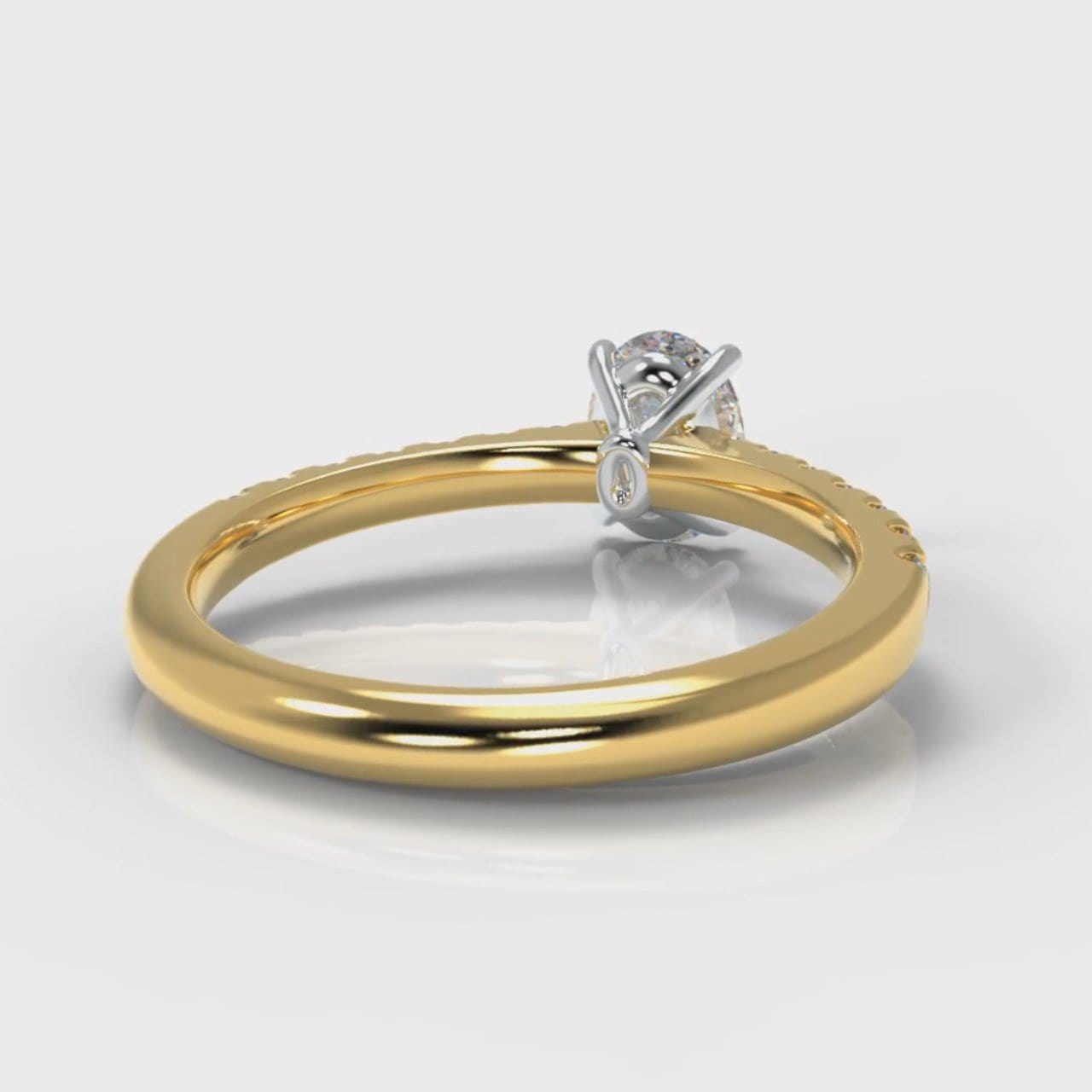 Carrée Micropavé Oval Diamond Engagement Ring - Yellow Gold