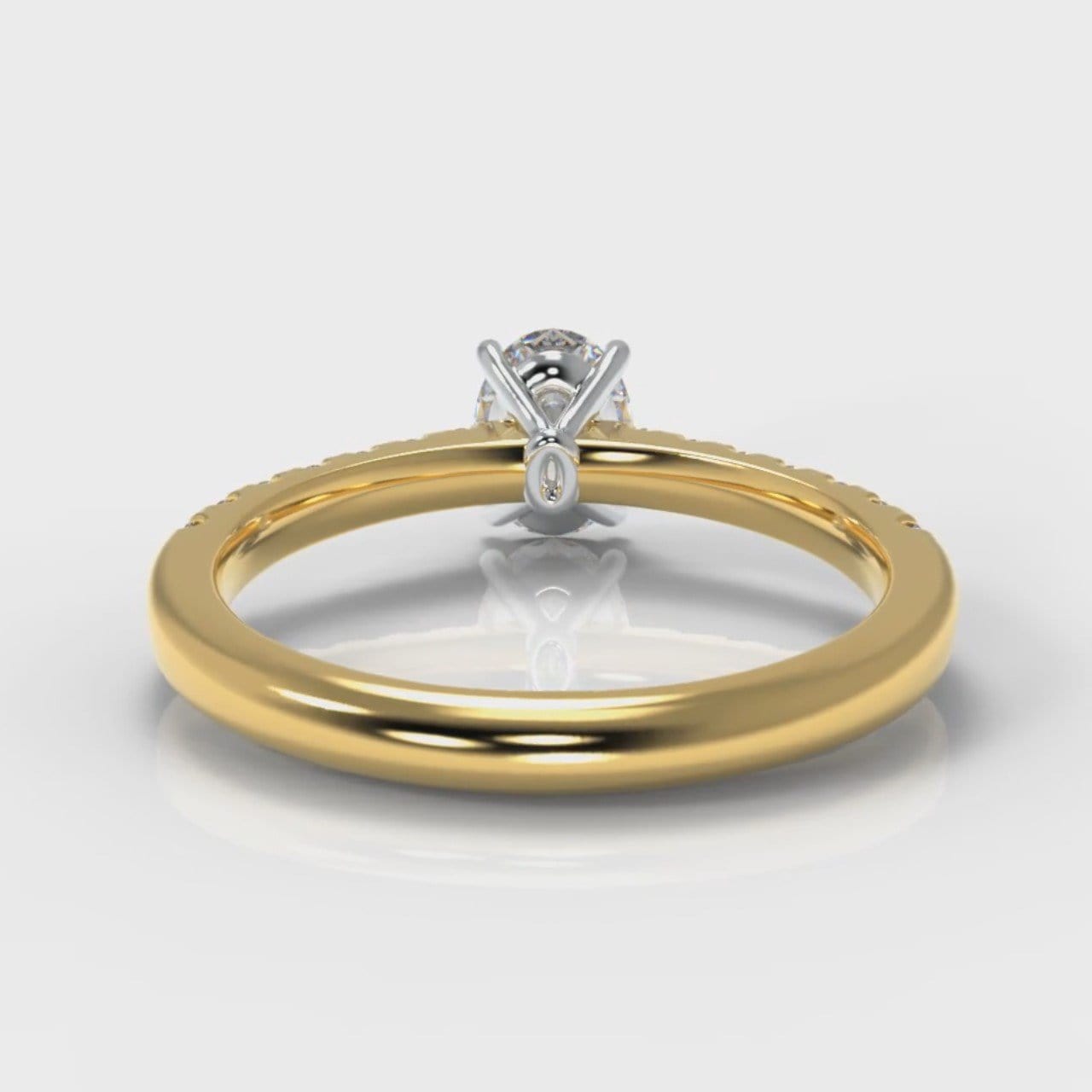 Carrée Micropavé Oval Diamond Engagement Ring - Yellow Gold